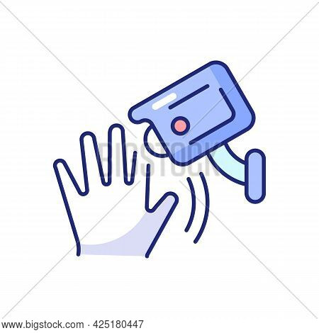 Motion Detection Camera Rgb Color Icon. Isolated Vector Illustration. Security Control. Detecting Hu