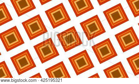 Mosaic Blinking Background With The Field Of Orange Squares Getting Closer. Motion. Psychedelic Rhom