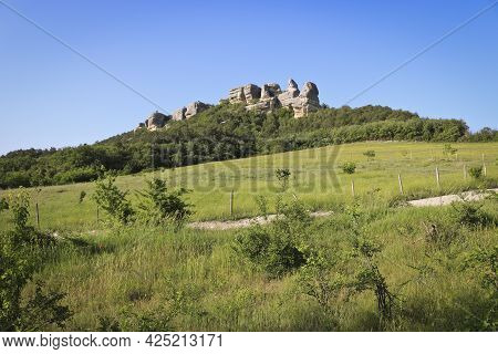 Sphinxes Of The Karalez Valley, Bakhchisarai, Crimea, Russia. The Miraculous Boulders Are A Natural