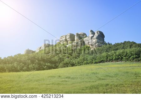 Sphinxes Of The Karalez Valley, Bakhchisarai, Crimea, Russia. The Miraculous Boulders Are A Natural