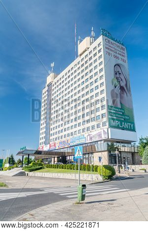 Pila, Poland - May 31, 2021: Hotel Gromada In City Center Of Pila.