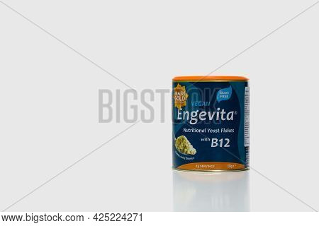Coimbra, Portugal - June 19, 2021: A Can Of Vegan 