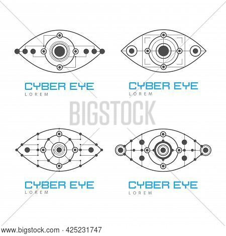 Eye Scanner Logo Set .cyber Eye On A White Background .electronic Nanotechnology .technologies Of Th