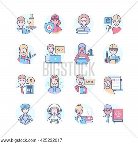Professions - Modern Colorful Line Design Style Icons