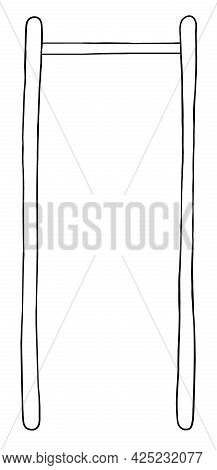 Cartoon Vector Illustration Of Chin, Pull Up Bar. Black Outlined And White Colored.
