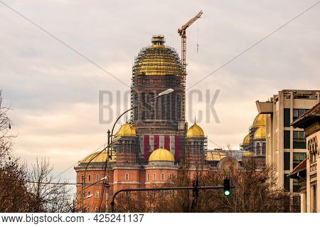 People's Salvation Cathedral (catedrala Mantuirii Neamului) Construction Site. Christian Orthodox Ca