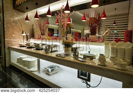 SINGAPORE - CIRCA JANUARY, 2020: smorgasbord served at Mercure Singapore Bugis