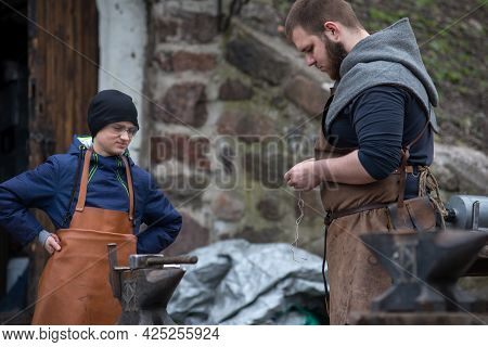 Vyborg, Russia, May 1, 2021-festival Of Medieval Masters. A Man Dressed In The Garb Of A Medieval Eu