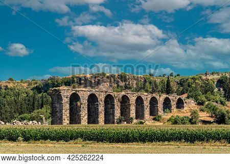 Aqueducts In The Ancient City Of Aspendos In Antalya, Turkey.