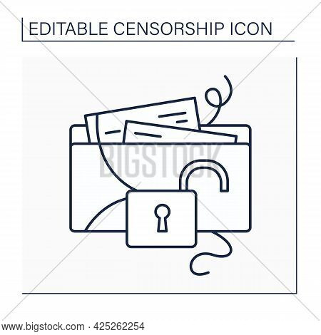 News Leak Line Icon. Unsanctioned Release Of Confidential Information To News Media. Premature Infor