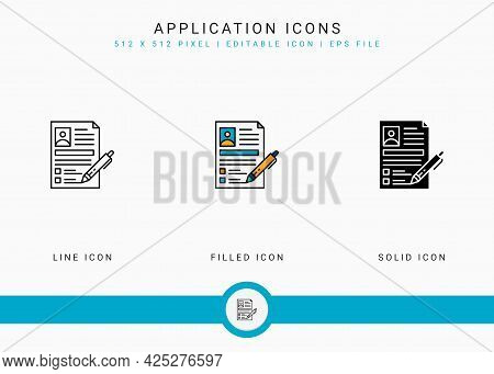 Application Icons Set Vector Illustration With Solid Icon Line Style. Customer Satisfaction Check Co