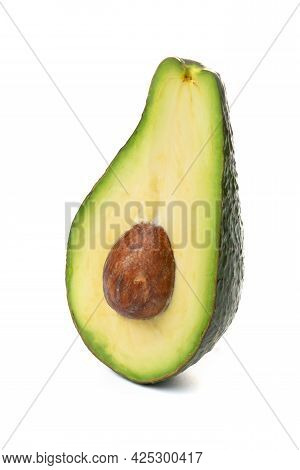 Avocado Whole Fruit And Slices, Isolated On A White Background