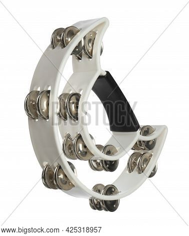 Headless Tambourine Isolated On White. Percussion Musical Instrument