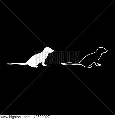 Meerkat In Pose Suricata Suricatta Silhouette White Color Vector Illustration Solid Outline Style Si