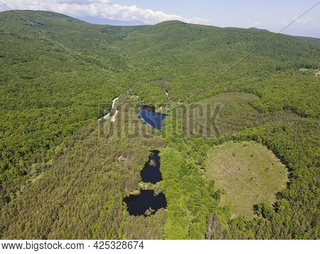 Aerial View Of Sua Gabra Lakes At Lozenska Mountain, Sofia Region, Bulgaria