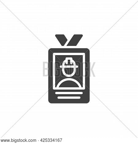 Construction Worker Badge Vector Icon. Filled Flat Sign For Mobile Concept And Web Design. Engineer 
