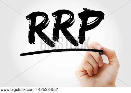 Rrp - Recommended Retail Price Acronym With Marker, Business Concept Background