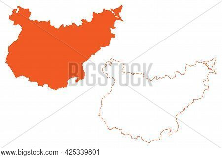 Province Of Badajoz (kingdom Of Spain, Autonomous Community Extremadura) Map Vector Illustration, Sc