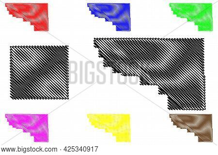 Weston And Washakie County, State Of Wyoming (u.s. County, United States Of America, Us) Map Vector 