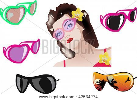 illustrazione con occhiali collction isolata on white background