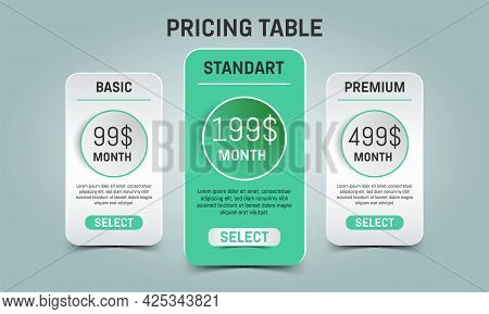 Vector Price Table For Commercial Web Services