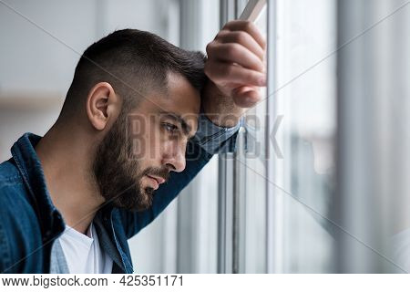 Depressed Caucasian Man Losing Job And Heartbroken At Same Time Alone, Feeling Bad And Expresses Neg