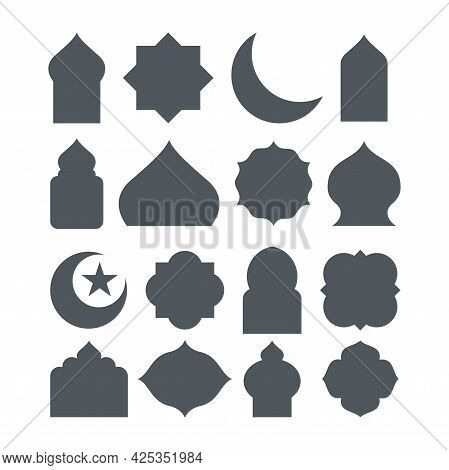 Set Of Islamic Shape Illustration Design, Blank Islamic Shape Template Vector