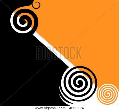 Fekete absztrakt Twirls & sárga