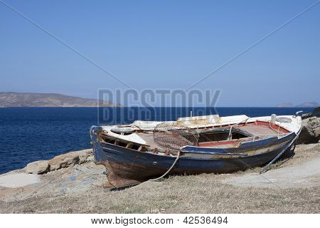 Vecchia barca in legno Fisher