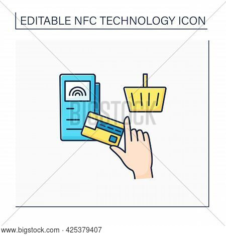 Nfc Color Icon. Safety Shopping. Payment System On Terminals. Shopping Cart. Near Field Communicatio