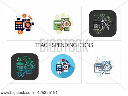 Budgeting Icons Set.creating Plan To Spend Money.rational Money Distribution.thoughtful Spending Mon