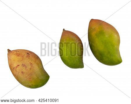 Fresh Totapuri Or Gini Moothi Mangoes Isolated On White Background