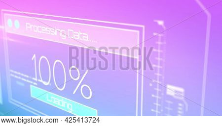 Digital image of digital interface with data processing against gradient background. computer interface and technology concept
