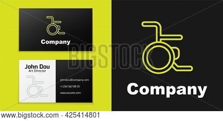 Logotype Line Wheelchair For Disabled Person Icon Isolated On Black Background. Logo Design Template