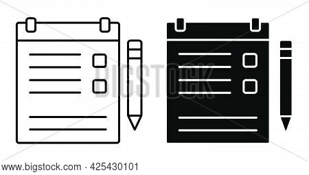 Linear Icon. Tablet With Clip For Sheet Of Paper. Tablet For Keeping List, List Of Important Things 
