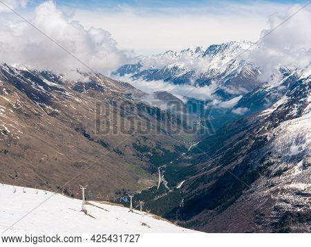 View Of The Caucasus Mountains From Cheget, Height 3050 Meters, Kabardino-balkaria, Russia. Here You