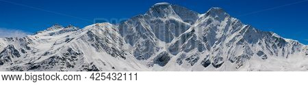 Panoramic View Of The Caucasus Mountains From Cheget, Height 3050 Meters, Kabardino-balkaria, Russia