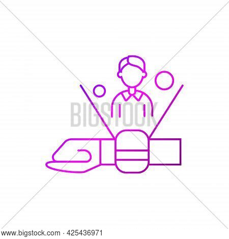 Futuristic Watch Outline Gradient Icon. Cyberpunk Concept. Future With Robot Technology. Linear Cont