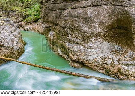 Kurdzhips River In The Deep Narrow Guam Canyon. Western Caucasus. Russia.