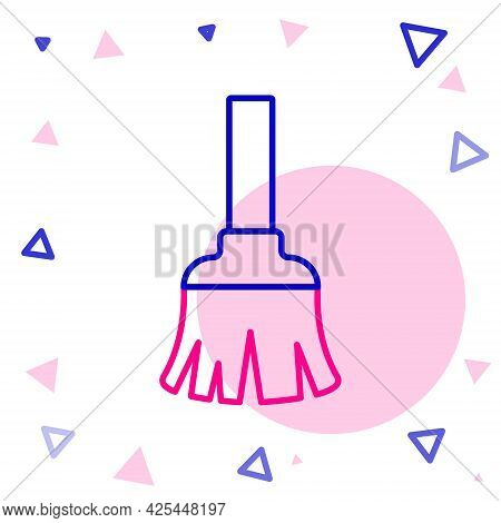 Line Feather Broom For Cleaning Icon Isolated On White Background. Feather Duster. Colorful Outline 