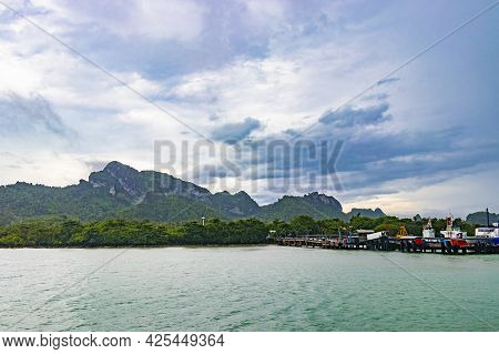 Travel To Don Sak Over Turquoise Water Tropical Landscape Thailand.