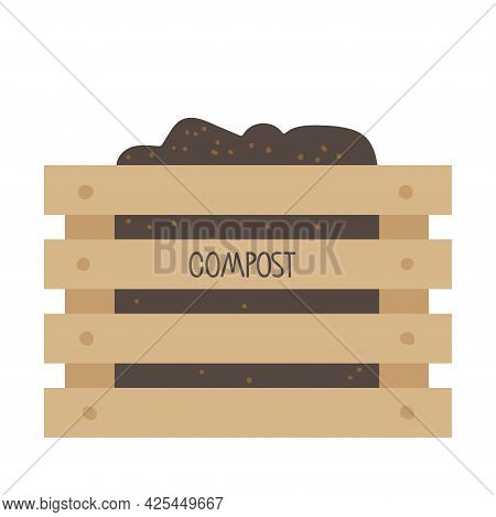 Compost. Wooden Box Of Boards With The Inscription Compost For Food Waste. Environmentally Responsib