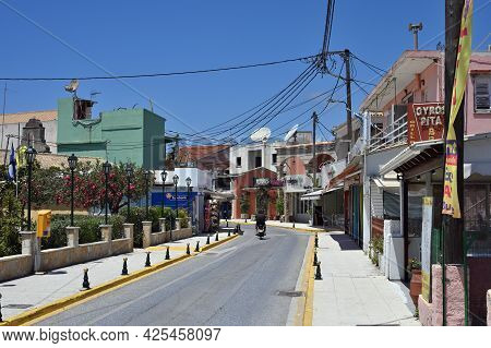Corfu Island, Sidari, June 13: Empty Street During Lockdown (covid-19 Pandemic) On June 13, 2021 At 