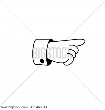 Index Finger. Outline Forefinger Points To Side. Human Hand. Businessman In A Suit. Direction Indica