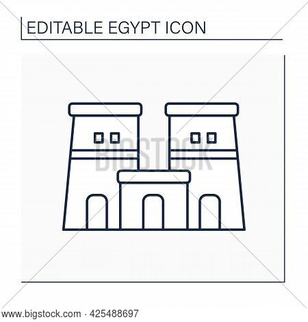 Edfu Temple Line Icon. Dedicated To Horos God. Traditional Religious Temple. Egypt Concept. Isolated