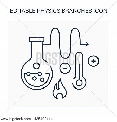 Thermodynamics Line Icon.heat And Temperature, Relation To Energy, Radiation, And Physical Propertie