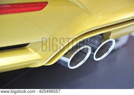 Exhaust Pipe Car Automobile Muffle Close Up