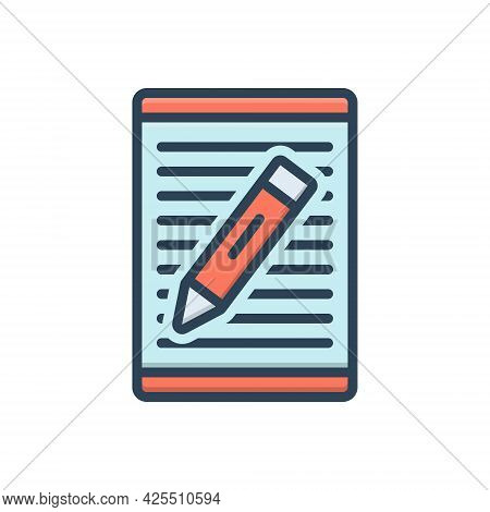 Color Illustration Icon For Article Writing Document Scripture Discourse Paragraph