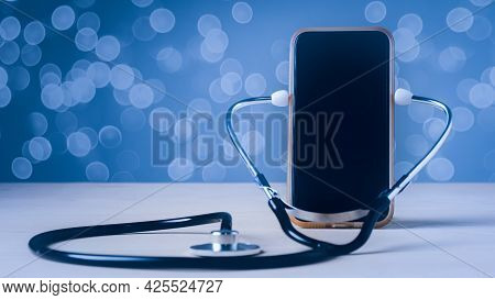 Doctor Through The Smartphone Screen, Doctor Online, Online Medical Communication With Patient And A