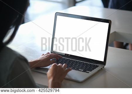 Mock Up Copy Space Blank Screen Concept Business Working On Laptop.